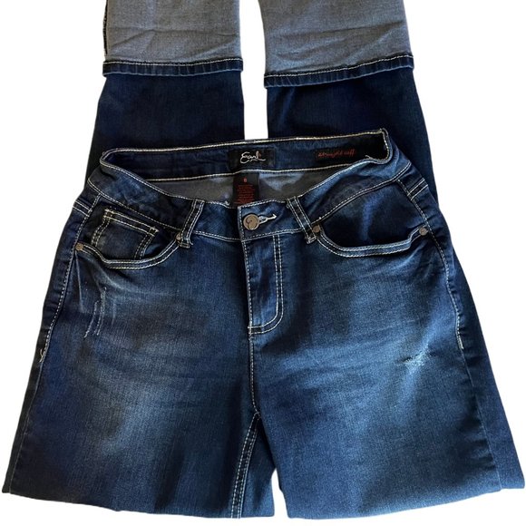 Earl Permanent Straight Cuffed Jeans Five Pocket Stretch Jeans Size 6 - Picture 1 of 9